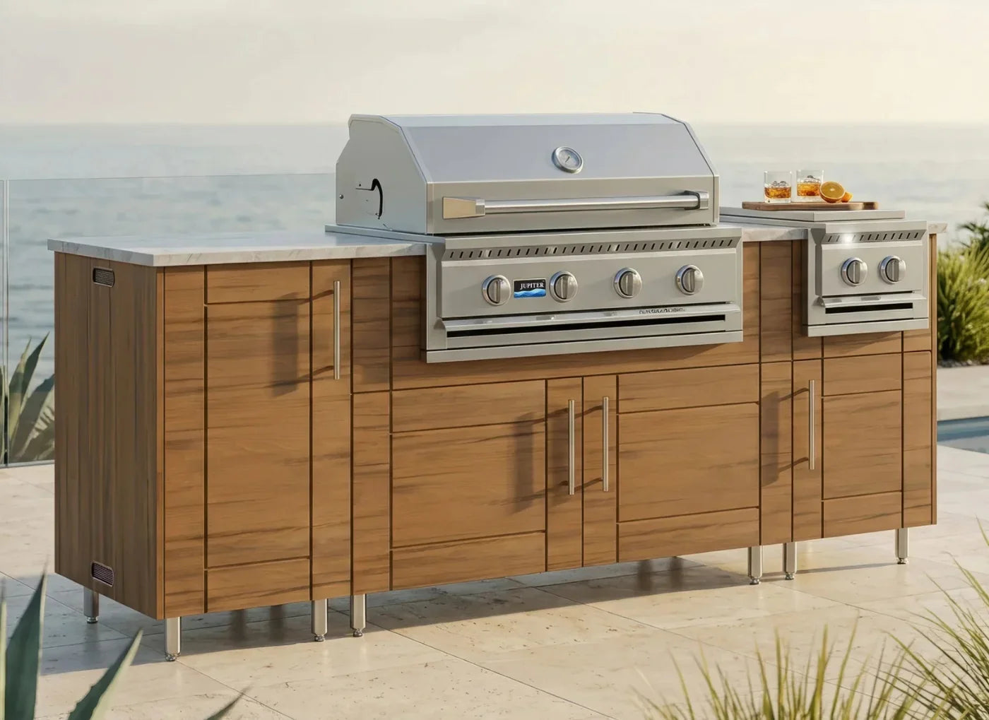 86" Sandbar with Side Burner in Teak